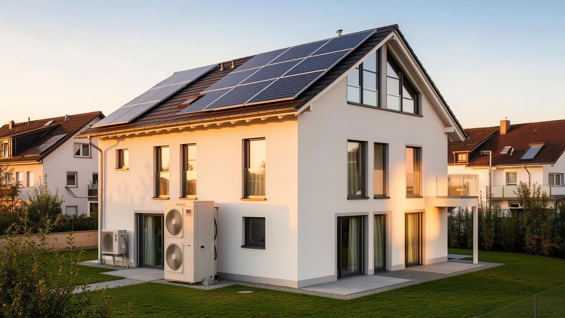 Modernes Wohngebäude in Stuttgart mit Wärmepumpe und Photovoltaikanlage