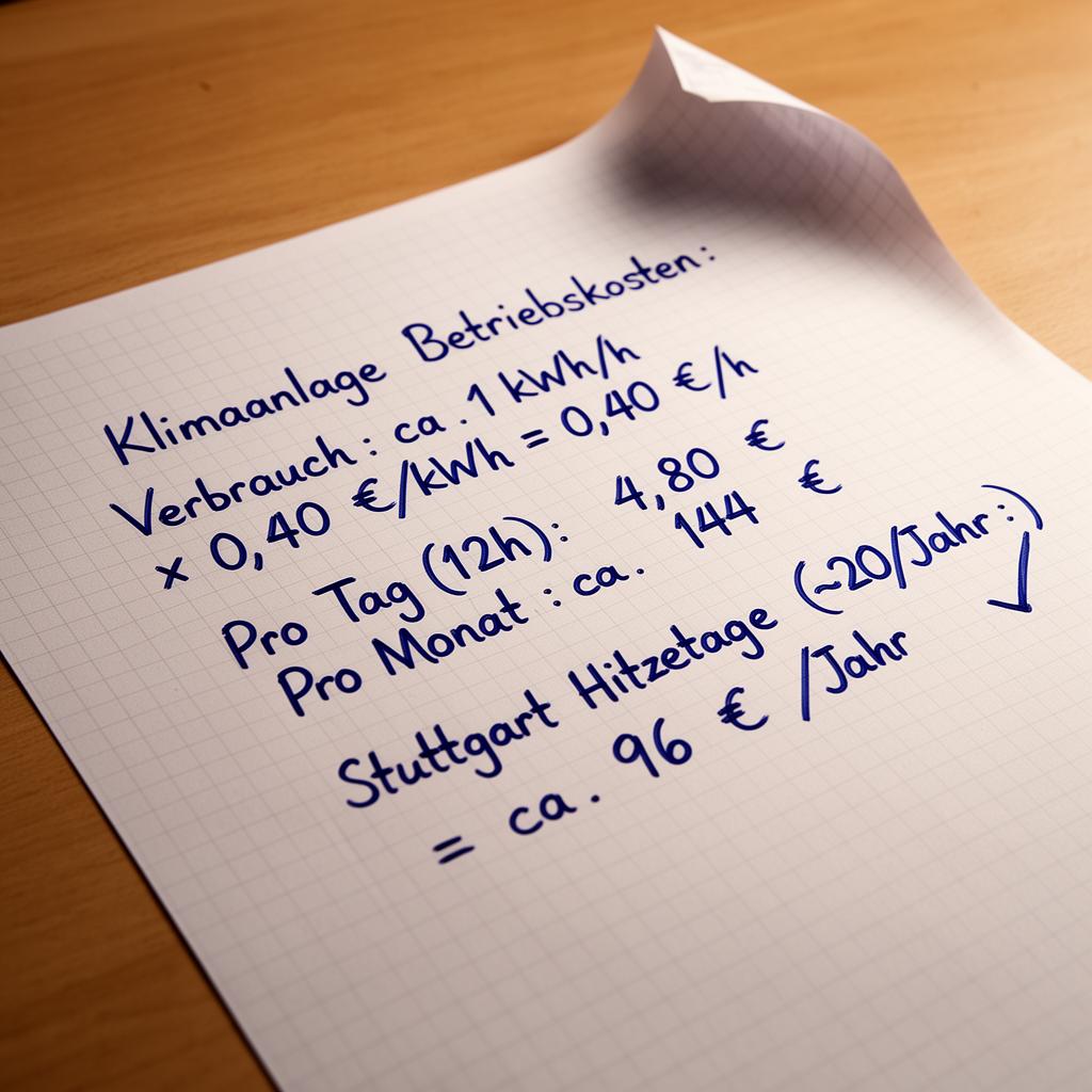 Handschriftliche Kostenrechnung auf kariertem Papier