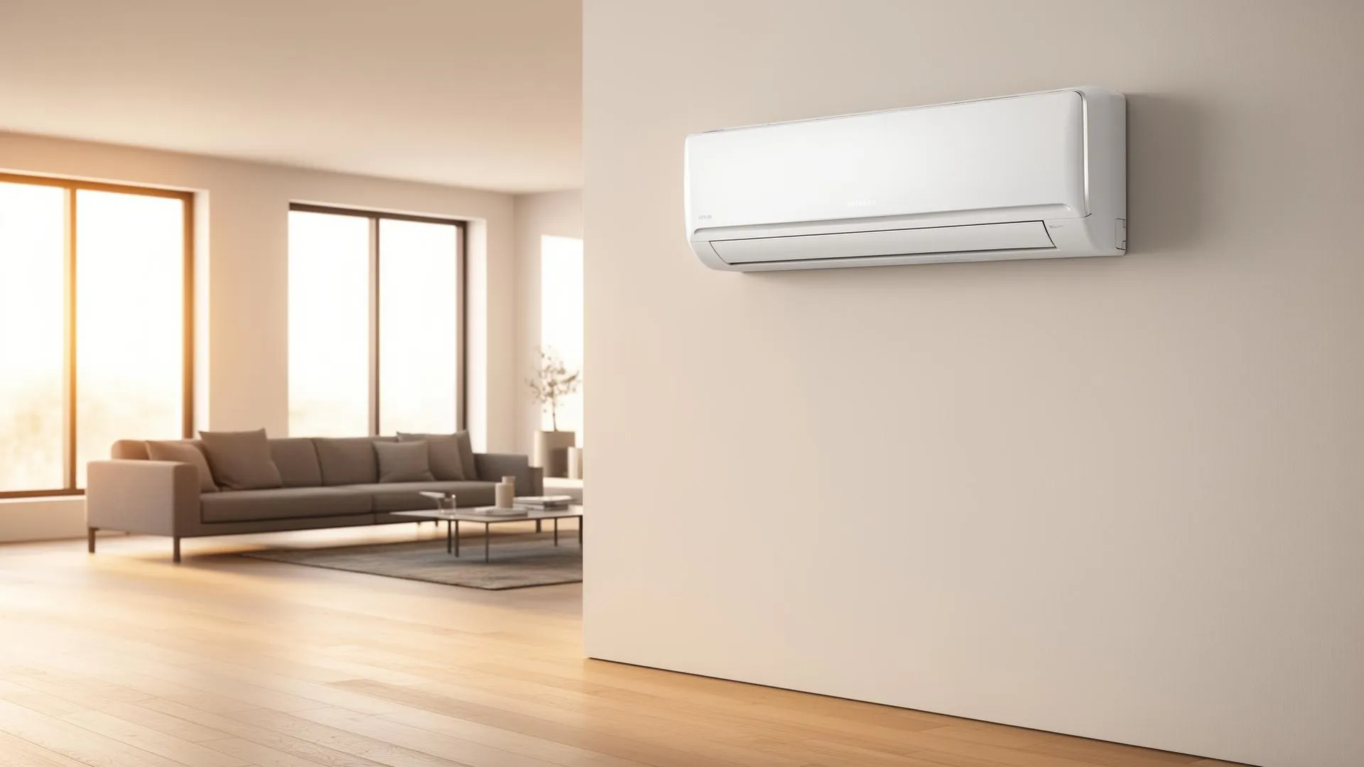 Moderne Split-Klimaanlage im Wohnzimmer eines Stuttgarter Altbaus